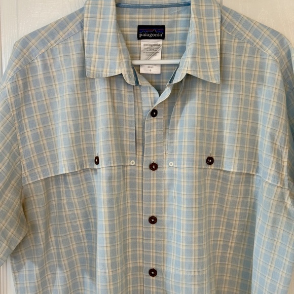 Patagonia Island Hopper Shirt Men's L  Blue Yellow Plaid Button Down - Picture 3 of 4